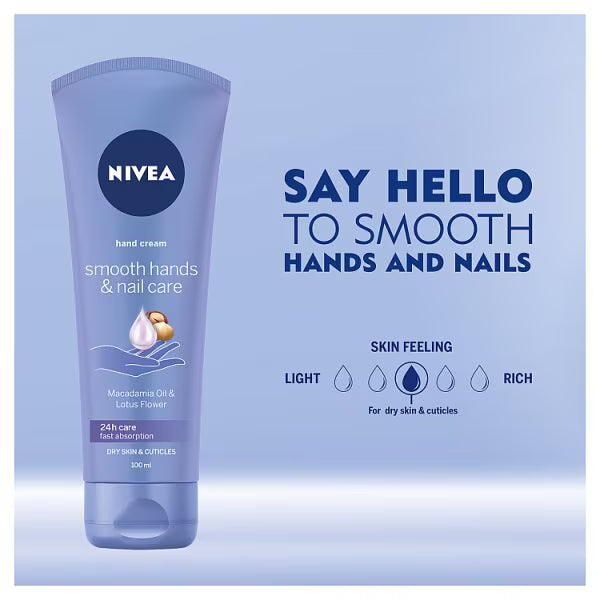NIVEA Smooth Hands Nail Care Hand Cream 100ml (British brand)
