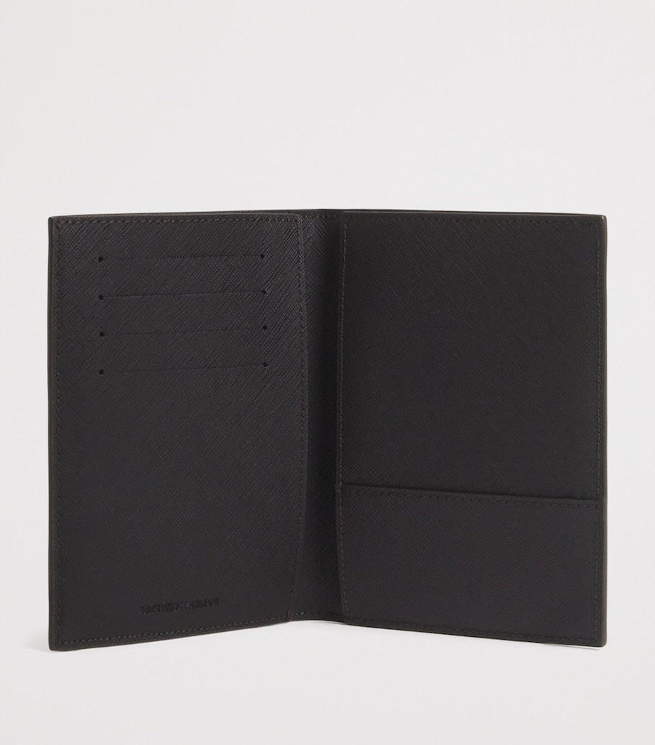 Emporio Armani grained leather passport holder - British product