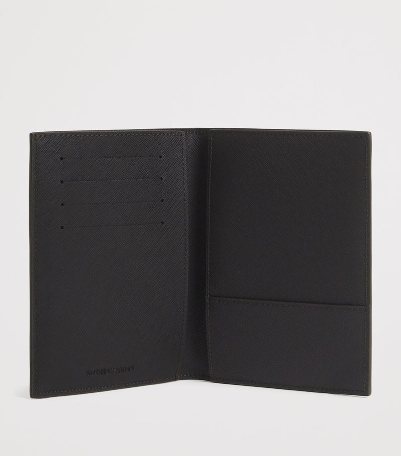 Emporio Armani grained leather passport holder - British product