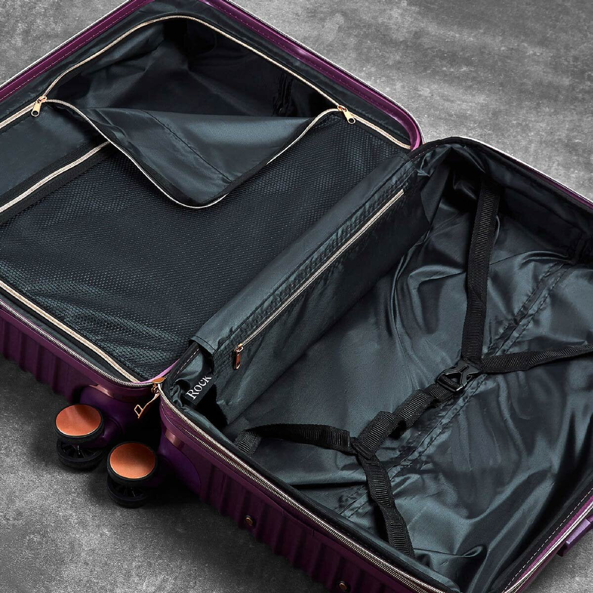 Rock Selene 4 piece purple luggage set, imported from the UK