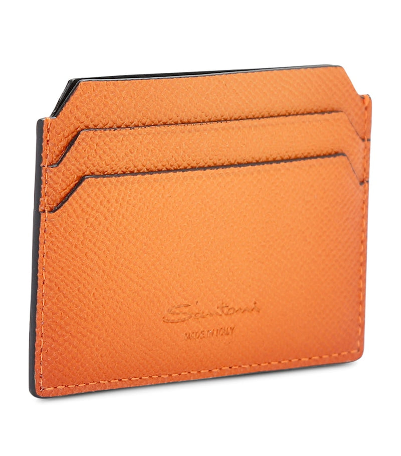 Santoni leather card holder with four slots, imported from the UK