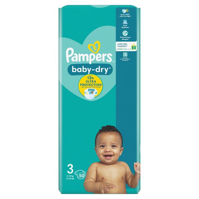 Pampers Baby-Dry Nappies Size 3 (6-10kg) Essential Pack   50 per pack GOODS M&S   