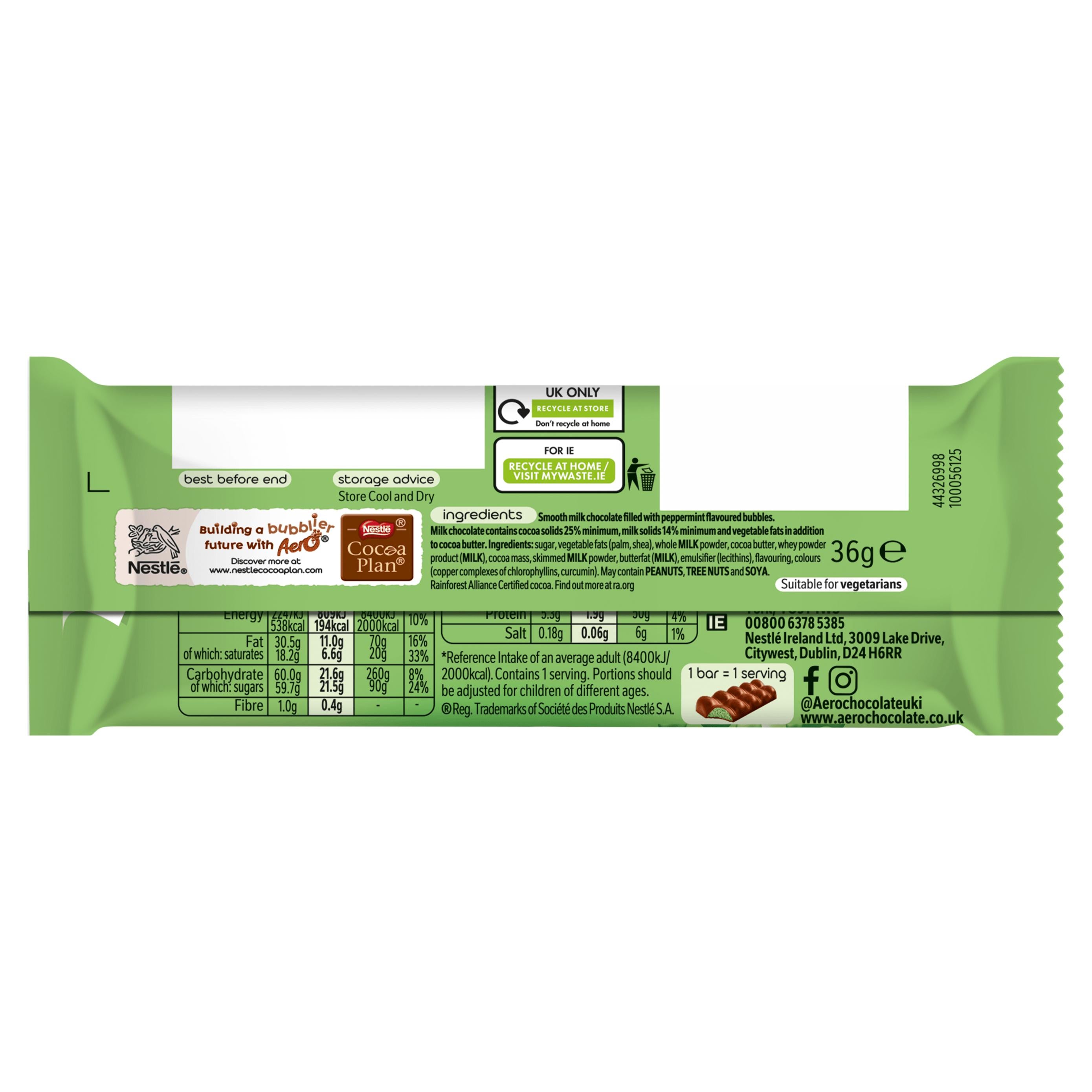 Aero peppermint chocolate bar 36g, UK version