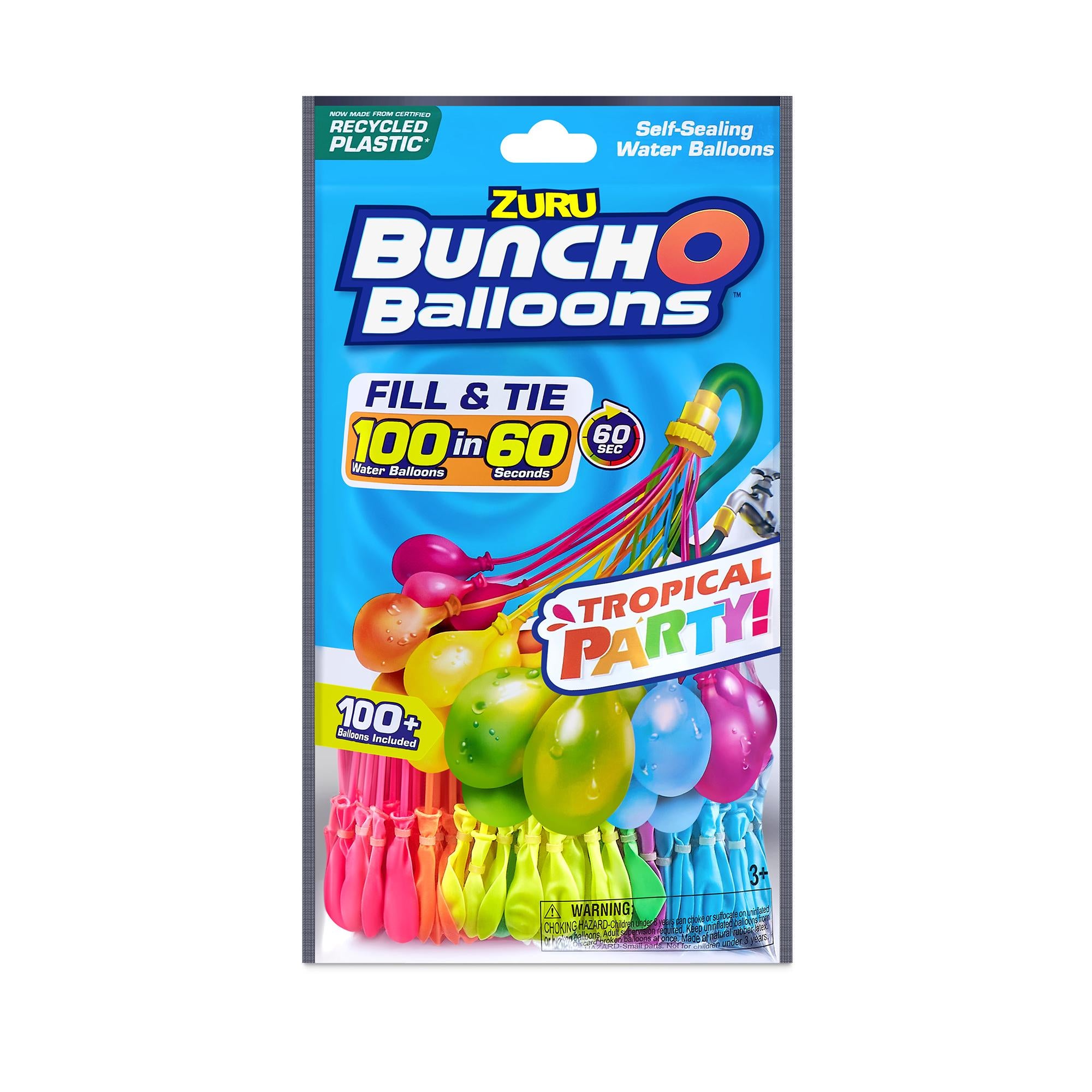 Bunch O Balloons Tropical Party 100+ Rapid-Filling Self-Sealing Water Balloons 3pk GOODS Sainsburys   