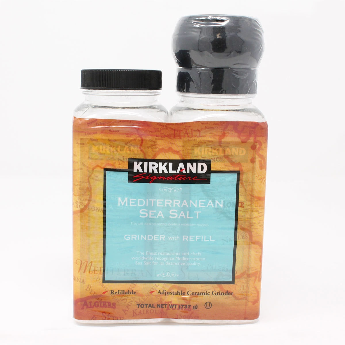 Kirkland Signature Mediterranean Sea Salt Grinder with Refill, 737g, 2 Pack GOODS Costco UK