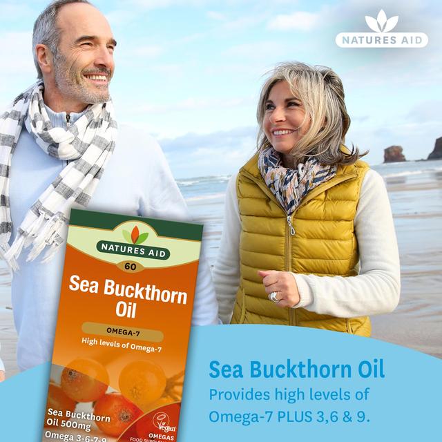 Natures Aid Sea Buckthorn Oil Omega-7 Soft Gel Supplement Capsules 500mg    60 per pack GOODS M&S   