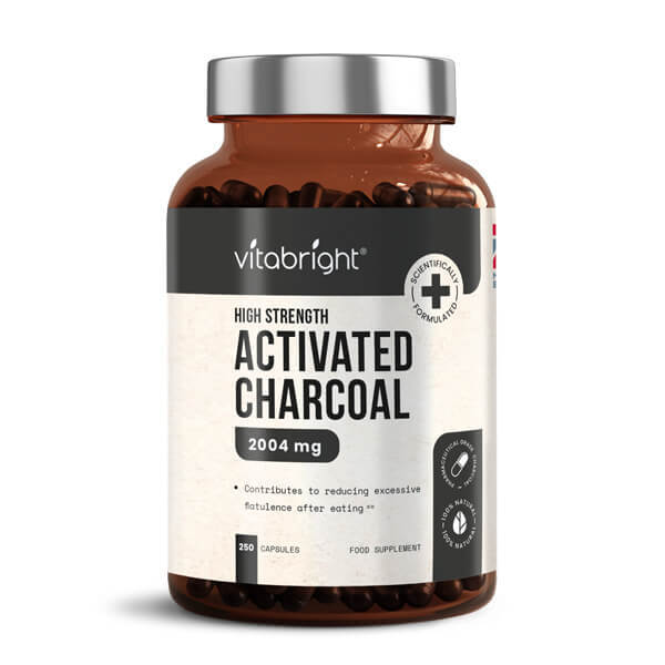 VitaBright activated charcoal 250 max-strength capsules (British brand)