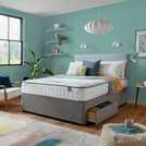 Silentnight double divan bed with mattress in grey (British brand)