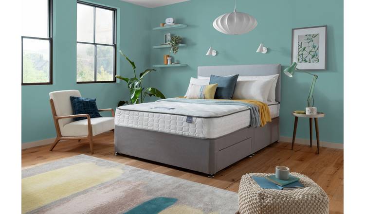 Silentnight Kingsize Divan Bed Set with Mattress - Grey (British brand)