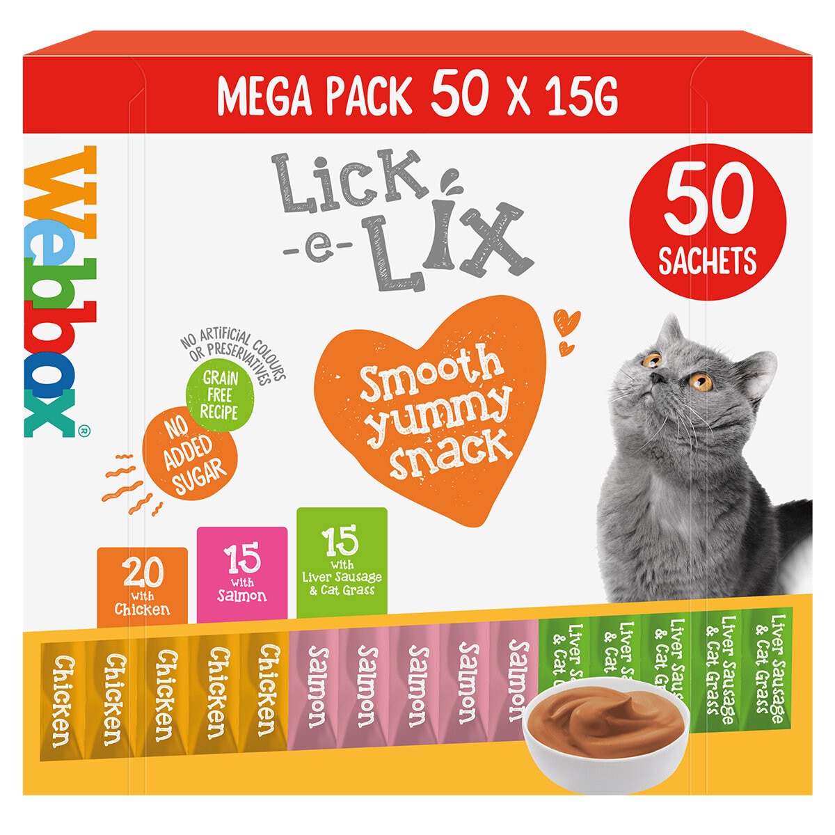 Webbox Lick-e-Lix Cat Treat Mega Pack, 50 x 15g GOODS Costco UK