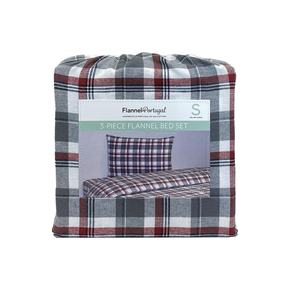 Portuguese Flannel Cotton 3 Piece Single Duvet Set, in 4 colours GOODS Costco UK