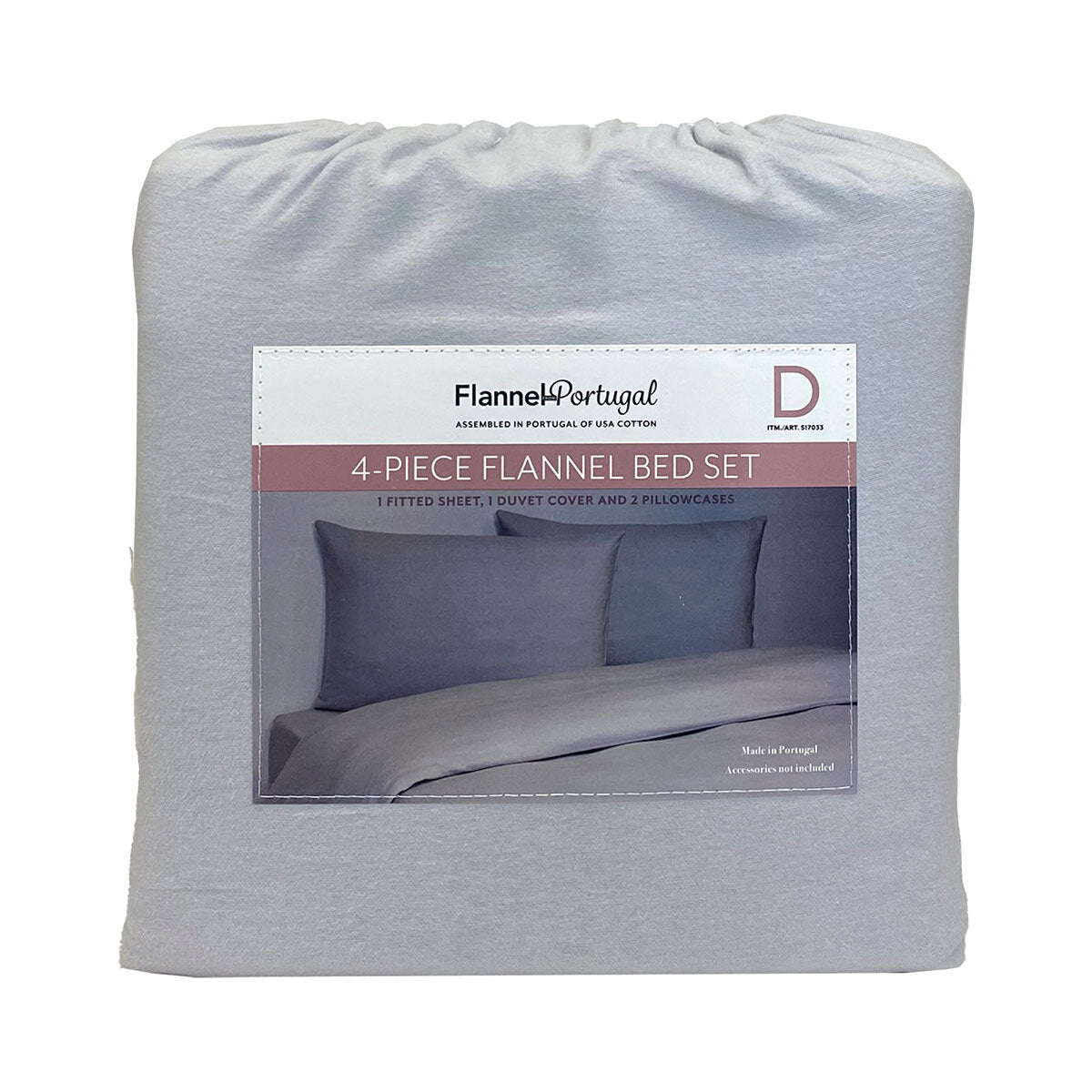 Portuguese Flannel Cotton 4 Piece Double Duvet Set, in 4 colours GOODS Costco UK