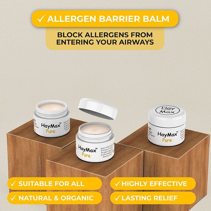 HayMax Aloe Vera Organic Drug Free Pollen Barrier Balm 5ml Hay Fever Tablets & Spray Holland&Barrett