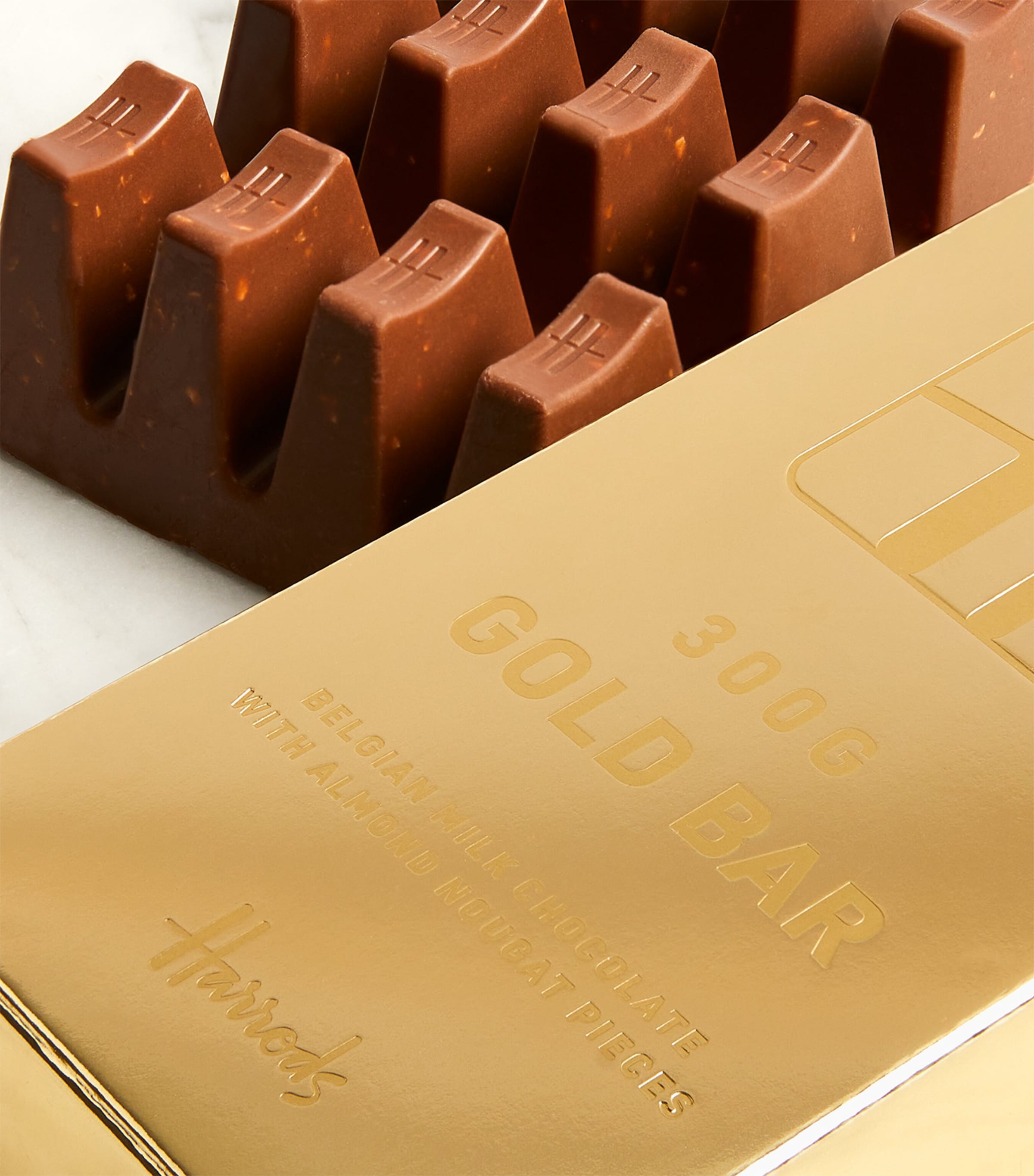 Harrods Gold Bar almond nougat milk chocolate bar 300g, UK version