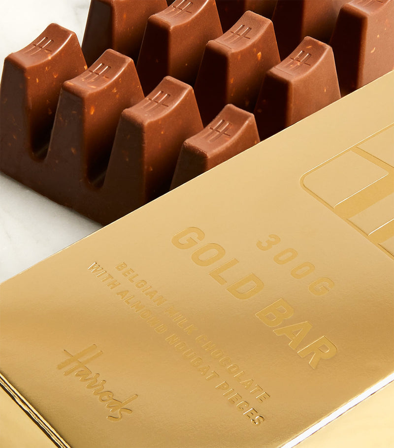 Harrods Gold Bar almond nougat milk chocolate bar 300g, UK version