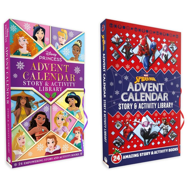 Disney Princess and Marvel Spider-Man 24-book advent calendar - British product