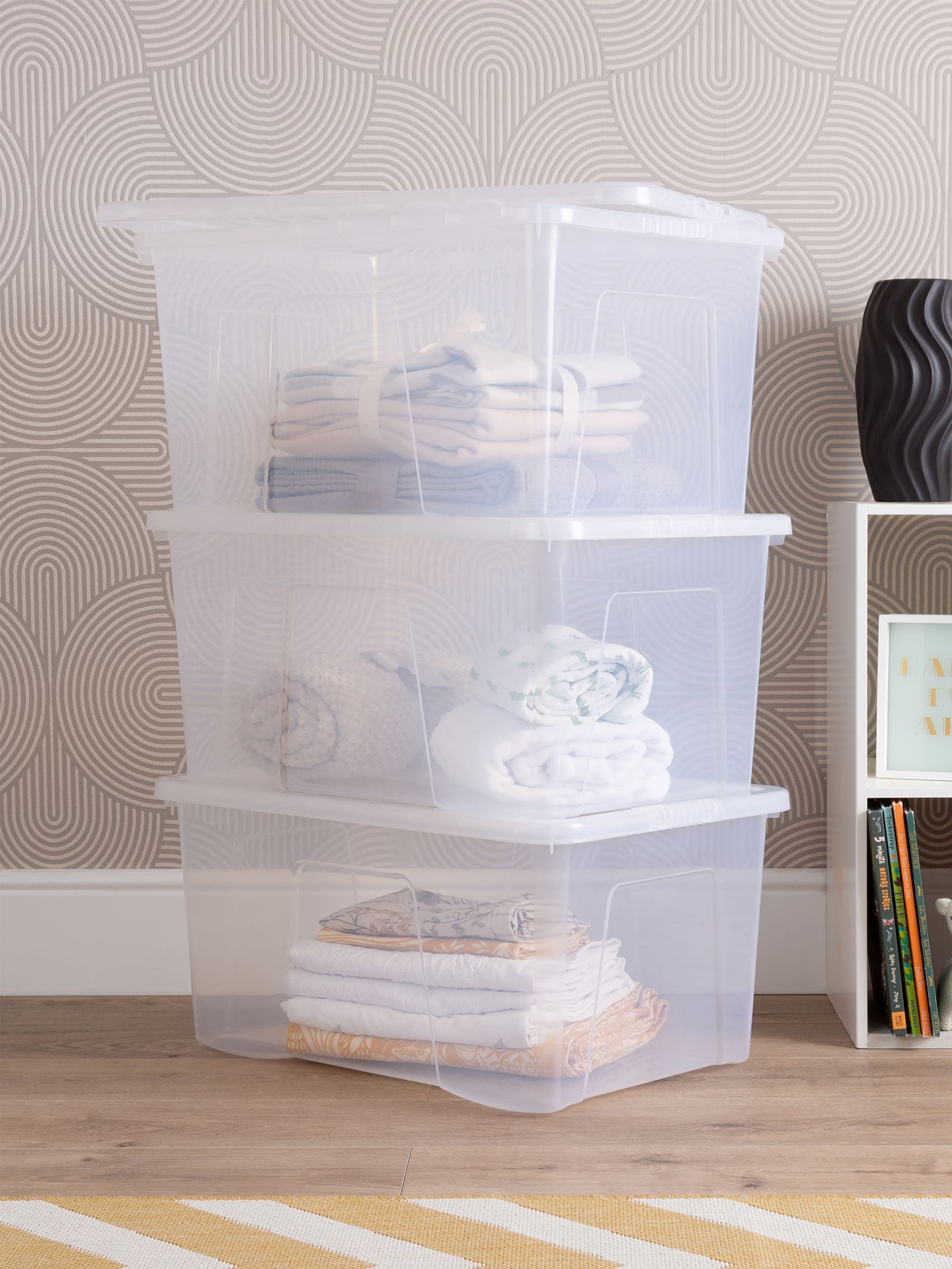 Wham clear storage boxes 60L, imported from the UK