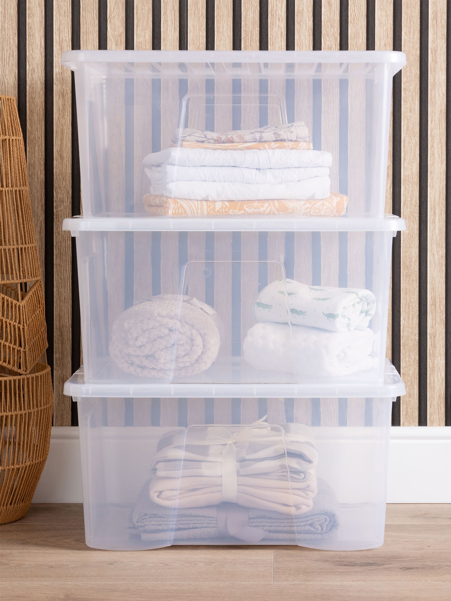 Wham clear storage boxes 60L, imported from the UK