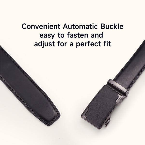 Livingandhome leather belt automatic buckle black 130cm (British brand)