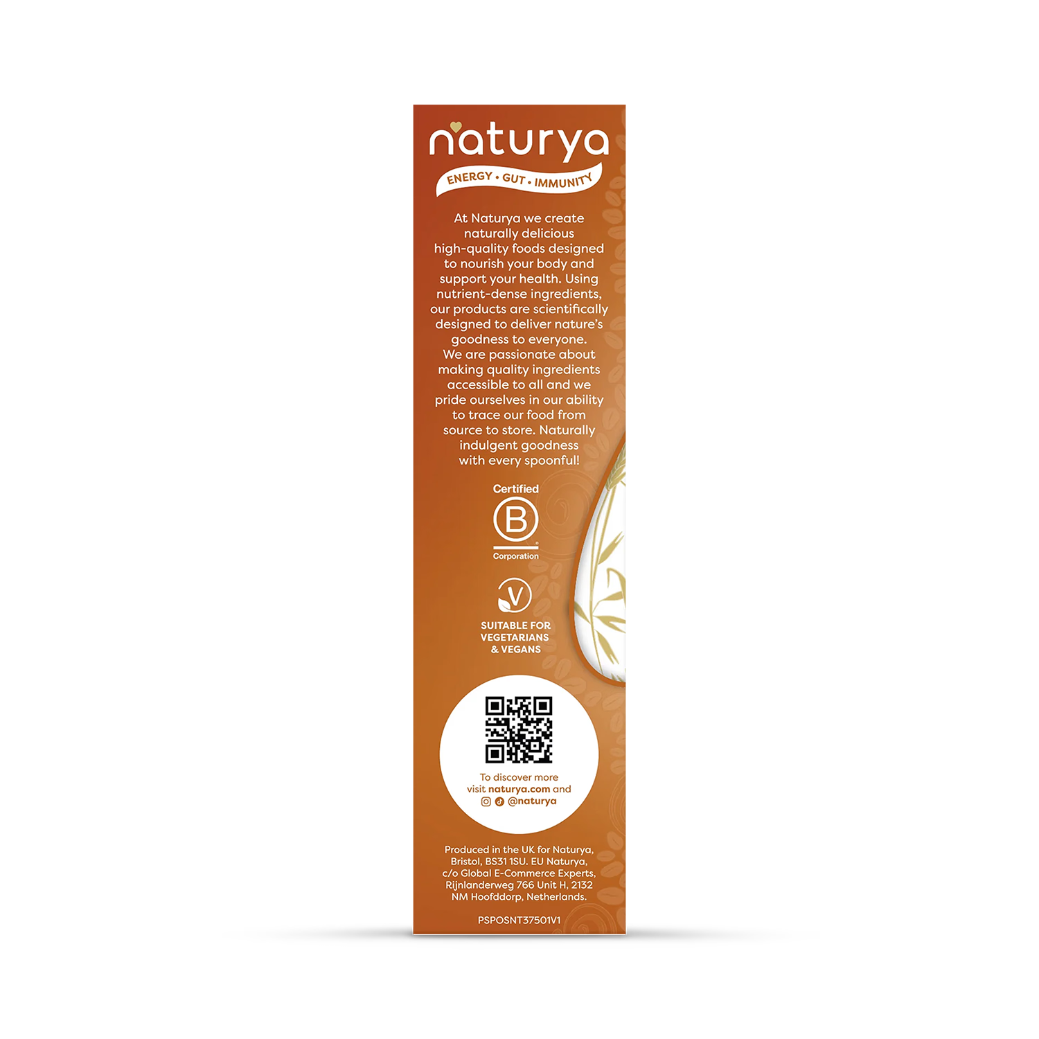 Naturya superfood porridge golden syrup 375g - British product