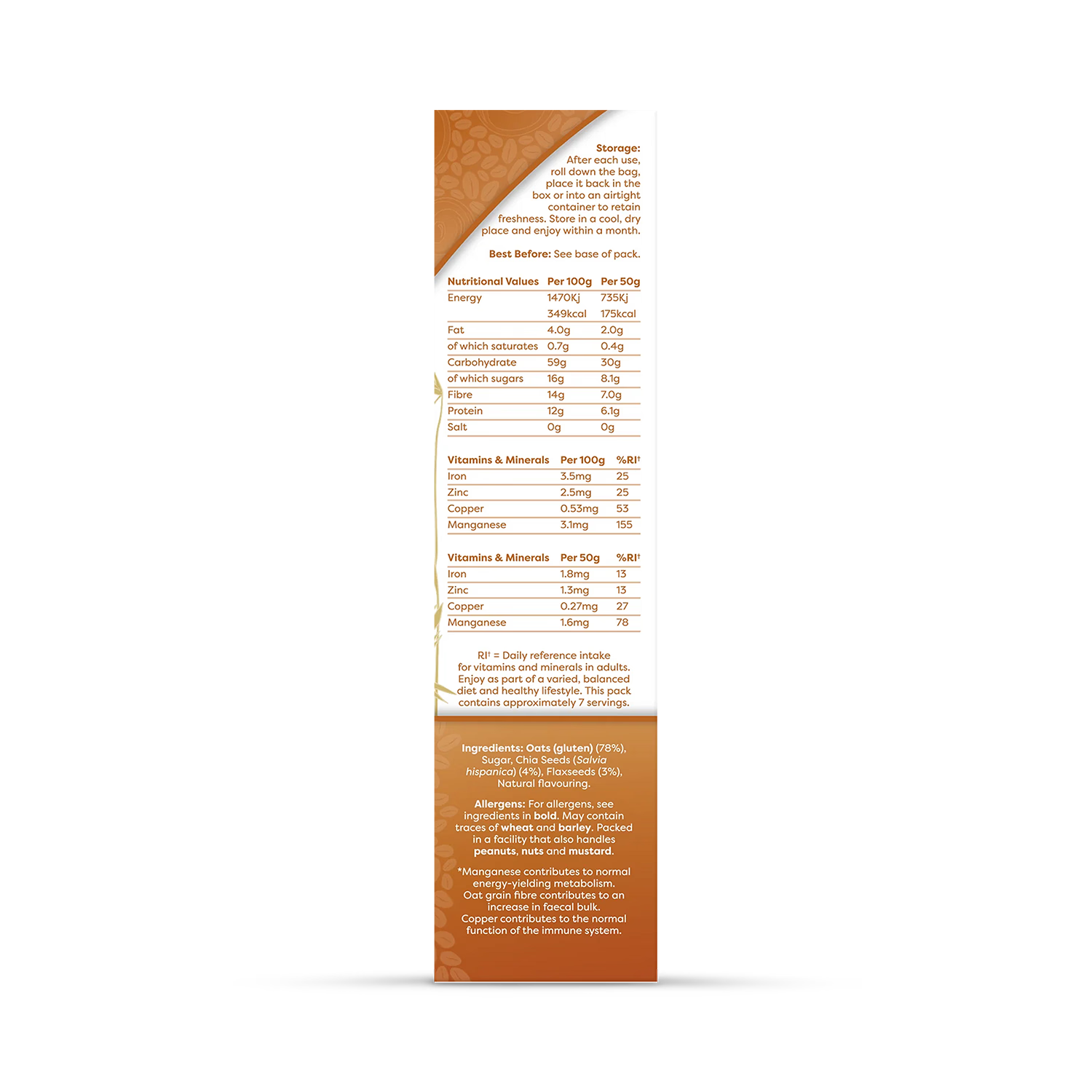 Naturya superfood porridge golden syrup 375g - British product