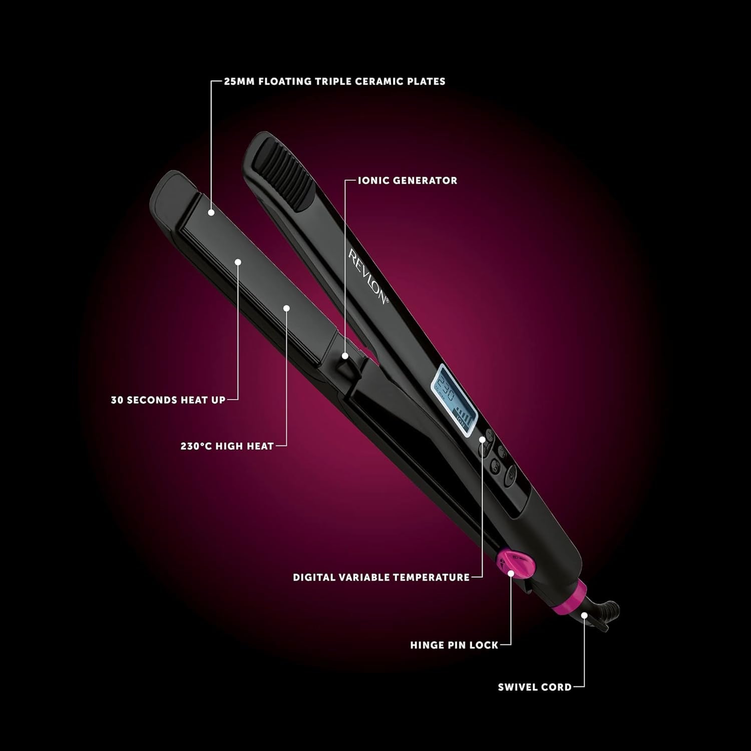 Revlon Perfect Heat straightener 230°C black - British product