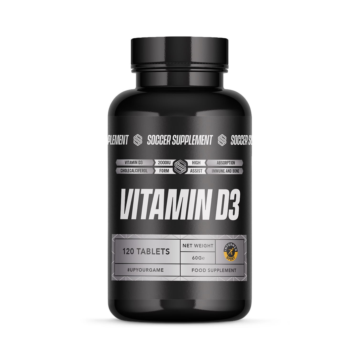 Soccer Supplement Vitamin D3 2000 IU high strength 120 capsules (British brand)