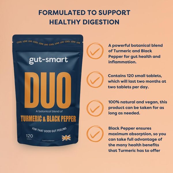 gut-smart DUO Turmeric and Black Pepper - 120 Tablets GOODS Superdrug   