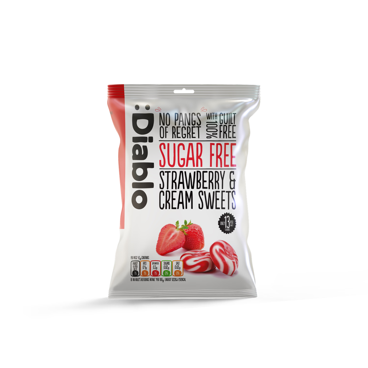 Diablo sugar-free strawberry and cream sweets 75g (British brand)