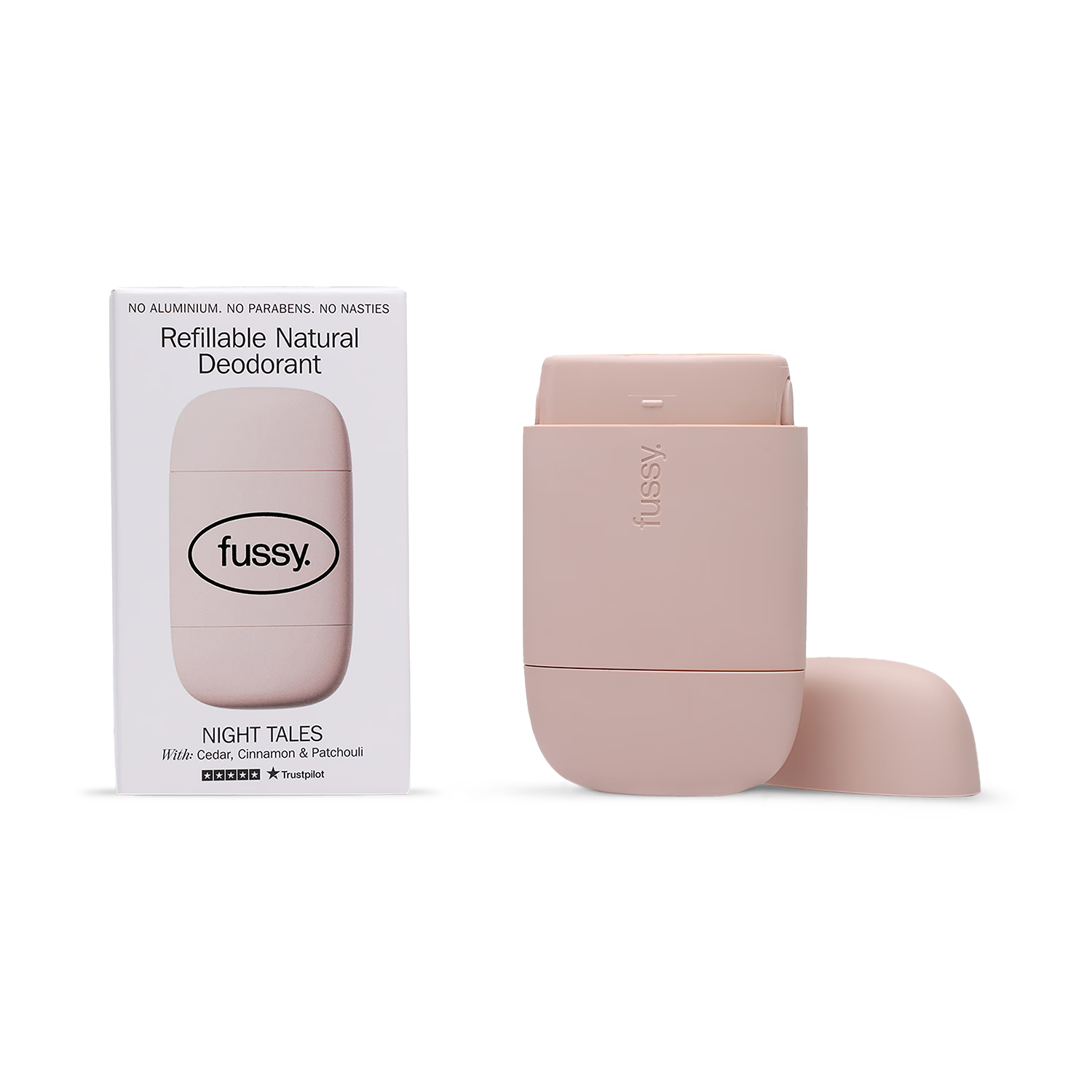 Fussy natural deodorant Night Tales Starter Pack, imported from the UK