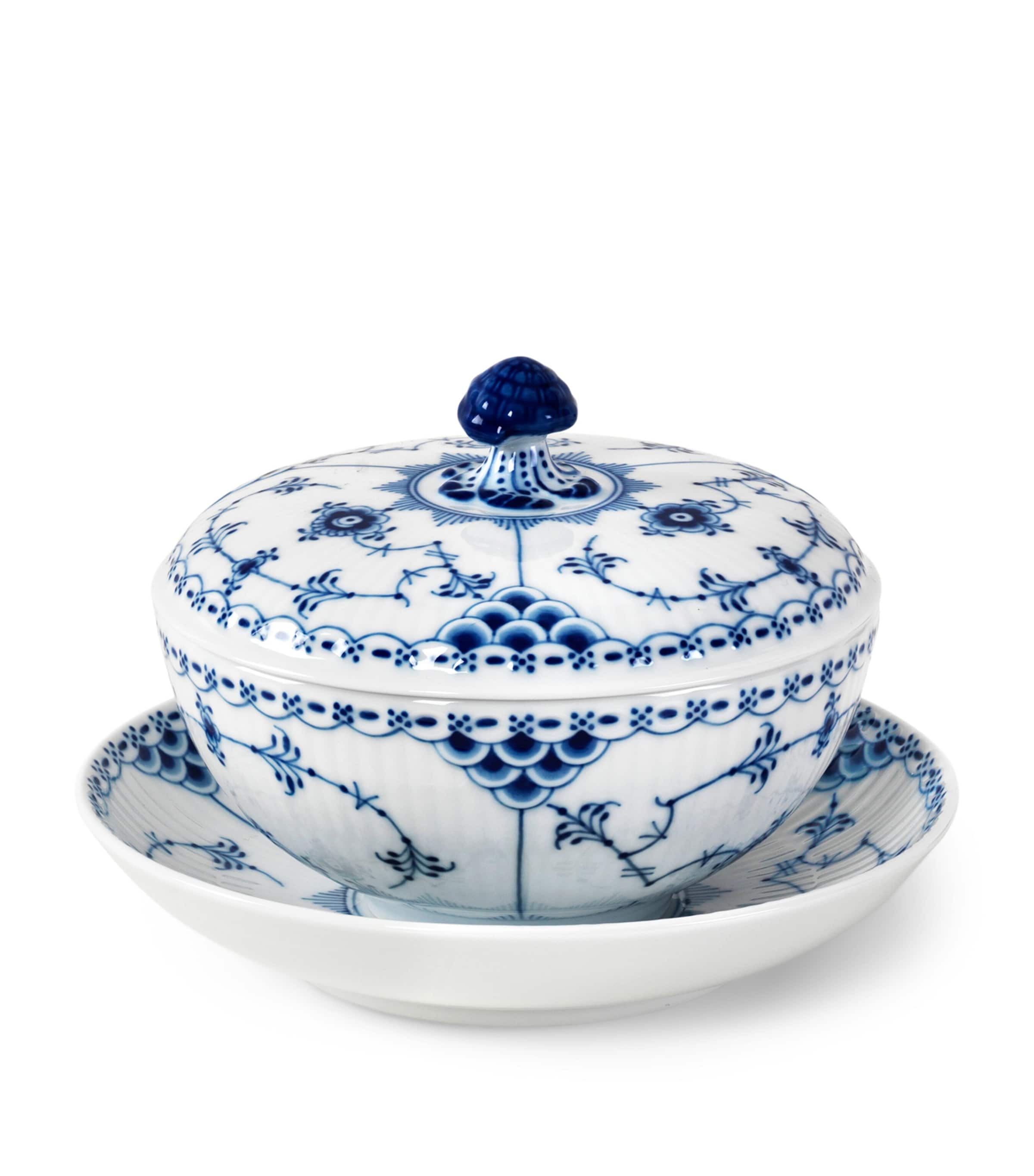 Royal Copenhagen porcelain bowl set blue fluted 300ml, imported from the UK