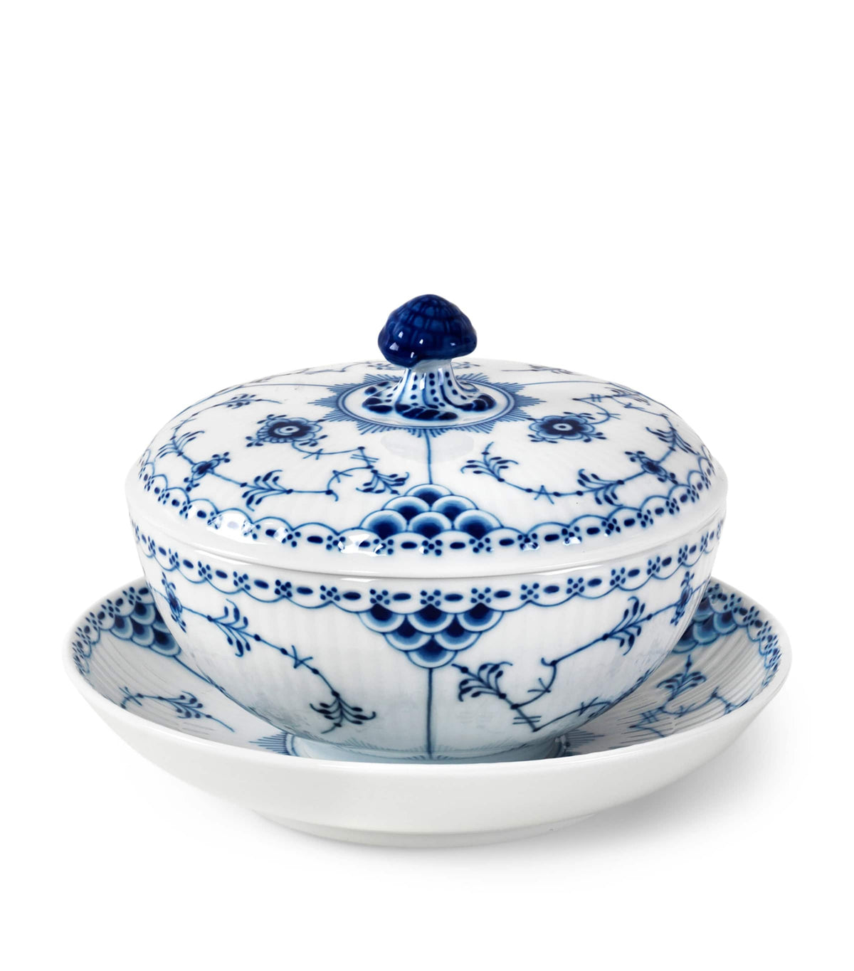 Royal Copenhagen porcelain bowl set blue fluted 300ml, imported from the UK