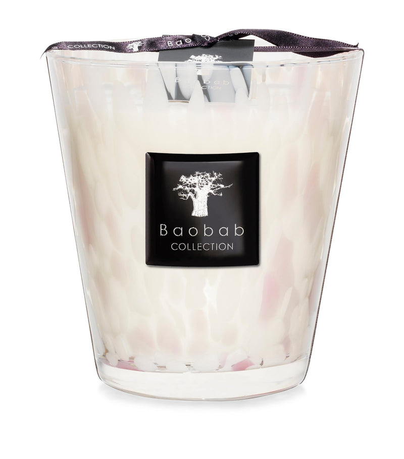 Baobab Collection White Pearls candle 16cm - British product