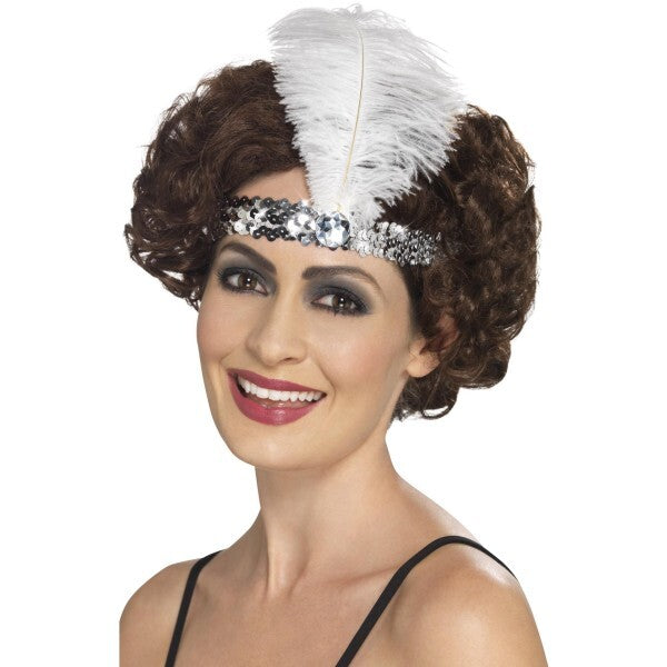 Smiffys flapper headband silver feather, UK version