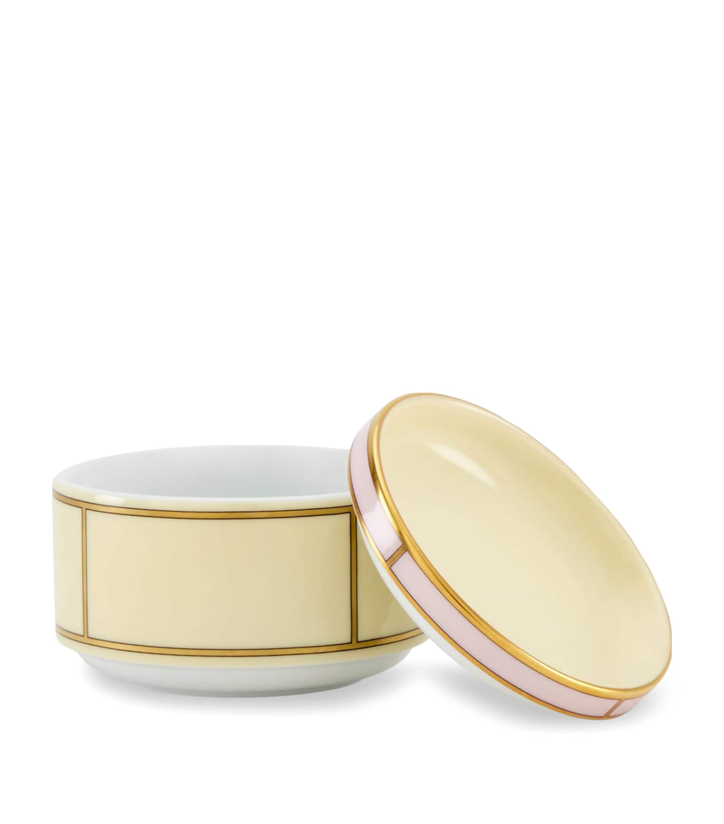 GINORI 1735 porcelain Colonna Diva Giallo lidded sugar pot 10cm, UK version