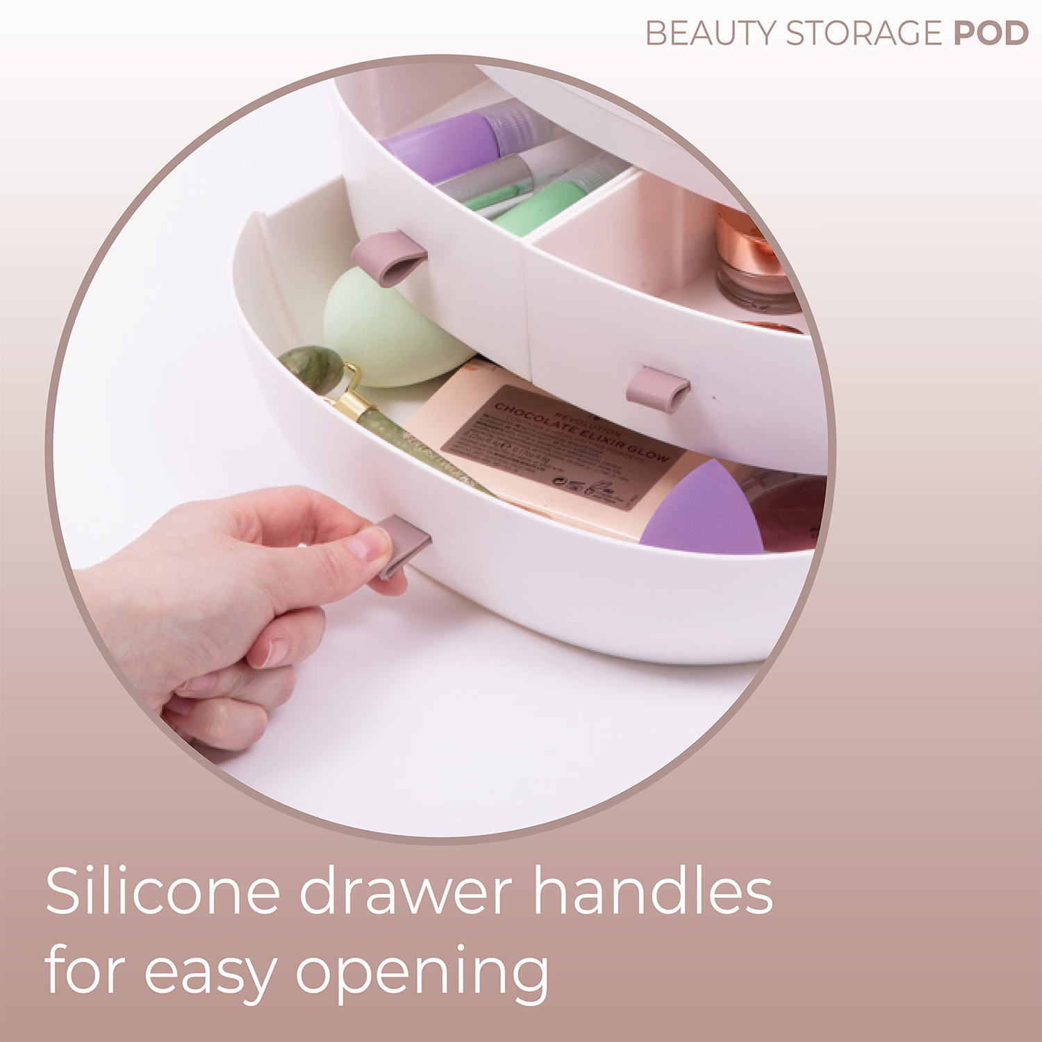 Stylpro beauty storage pod with crystal-clear cover, imported from the UK