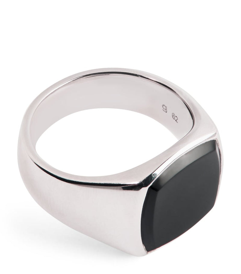 Tom Wood signet ring polished onyx, imported from the UK