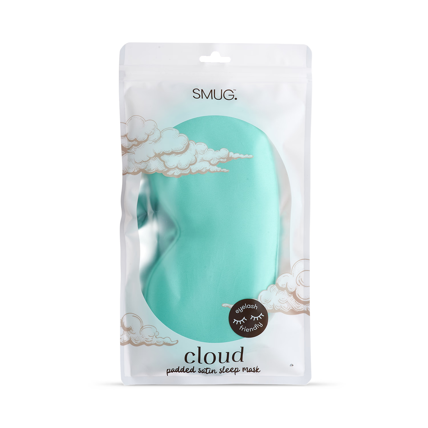 Smug Cloud padded satin sleep mask aqua (British brand)