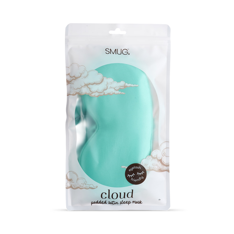 Smug Cloud padded satin sleep mask aqua (British brand)