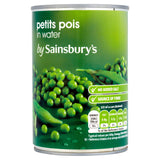 Sainsbury's Petits Pois In Water 400g (280g*) Vegetables Sainsburys   