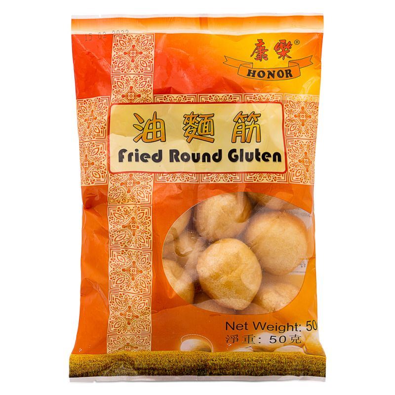 Honor fried round gluten balls, traditional Chinese cooking ingredient - British product