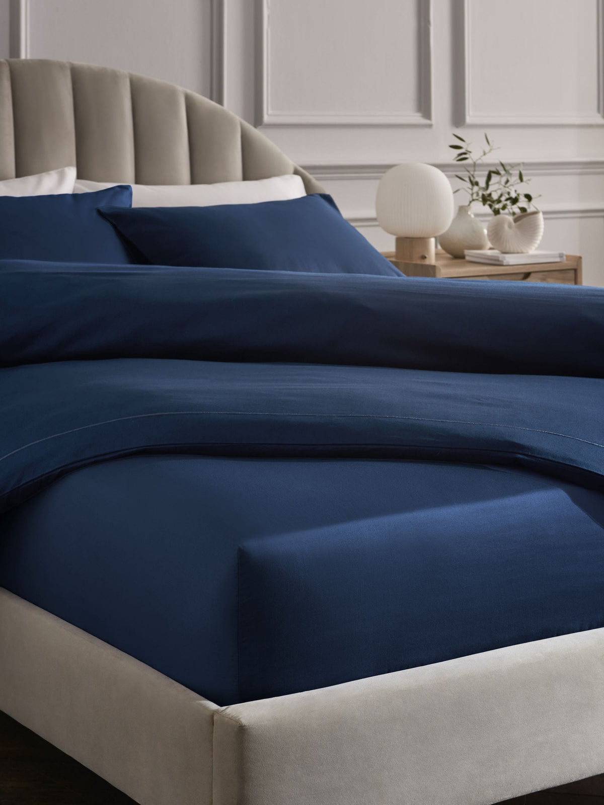 Navy 300 Thread Count Collection Luxe Cotton Deep Fitted Sheet