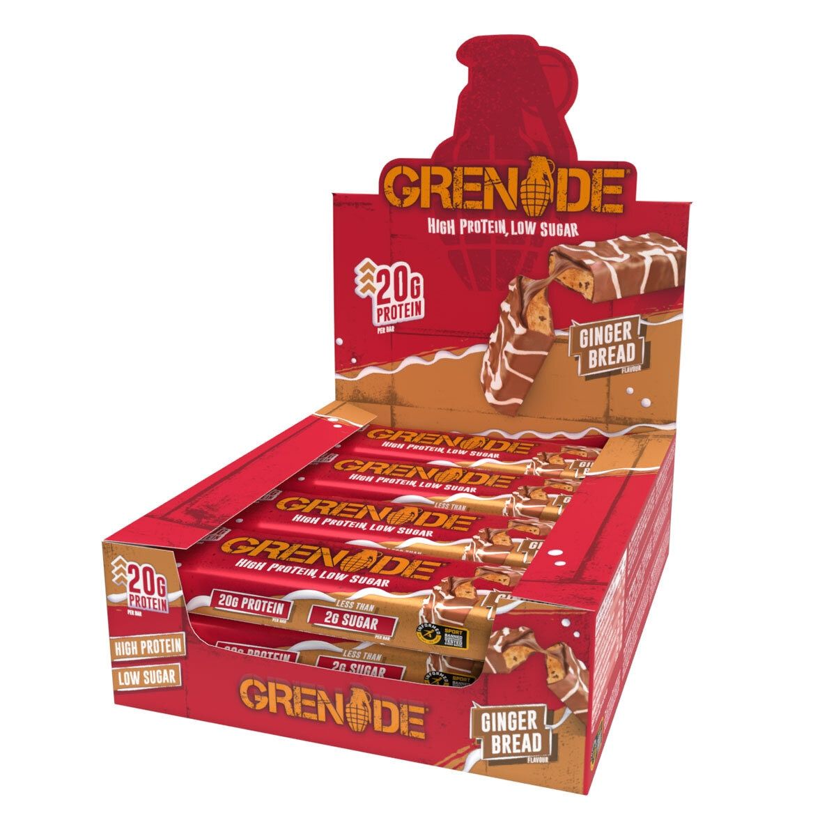 Grenade Gingerbread Bars, 12 x 60g GOODS Costco UK