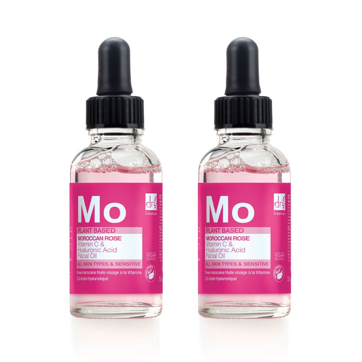 Dr Botanicals Moroccan Rose Superfood Facial Oil 2 x 30ml, imported from the UK