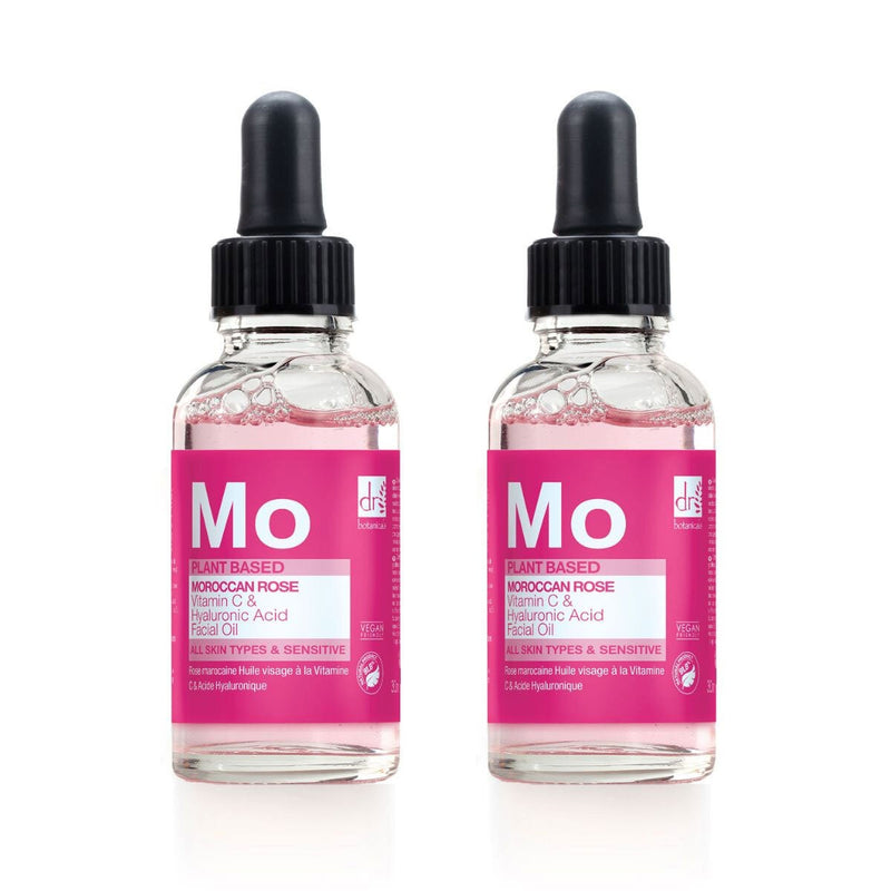 Dr Botanicals Moroccan Rose Superfood Facial Oil 2 x 30ml, imported from the UK