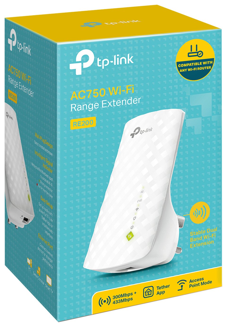 TP-Link RE200 AC750 Wi-Fi range extender (British brand)