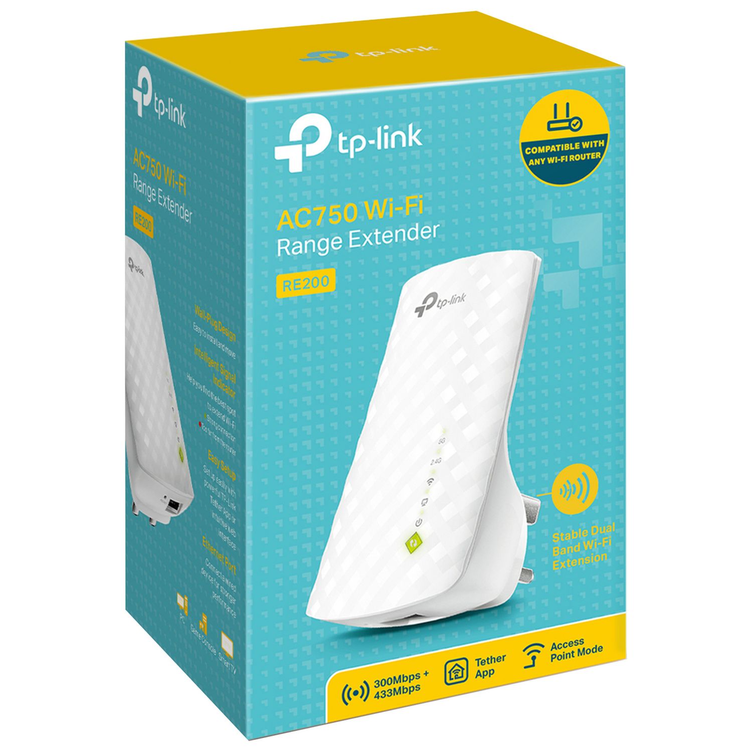TP-Link RE200 AC750 Wi-Fi range extender (British brand)