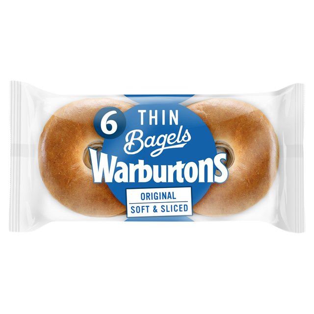 Warburtons Plain Thin Bagels   6 per pack GOODS M&S   