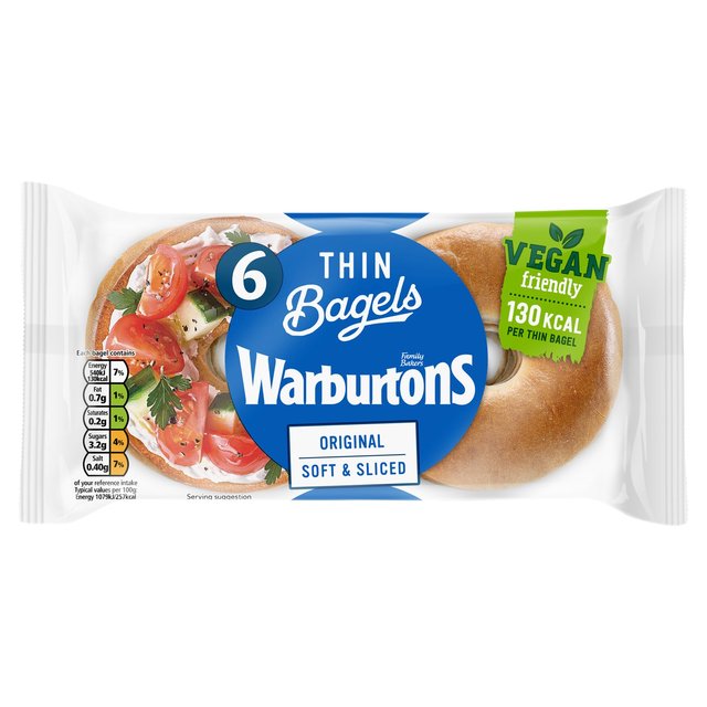 Warburtons Plain Thin Bagels   6 per pack GOODS M&S   