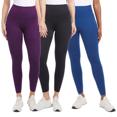 Danskin Dame Høy Midje Active Tights i Svart, Blå og Plomme